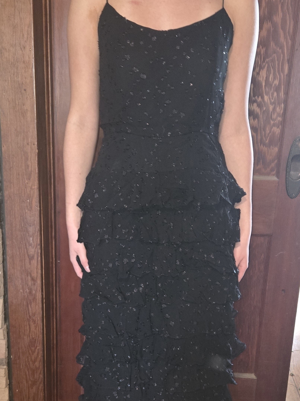 Vintage Desinger Molly Parnis Spaghetti Strap Black Evening Dress (50-60's)